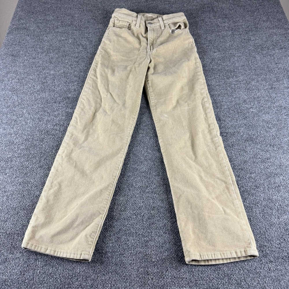 Levis Ribcage Straight Ankle Pants Womens 26 Beige Corduroy Pockets‎ Fall